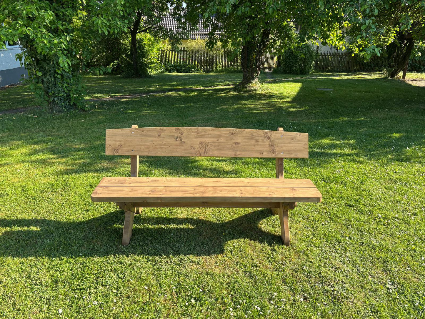 Gartenbank mit Lehne massiv Fichte - Model Birktal