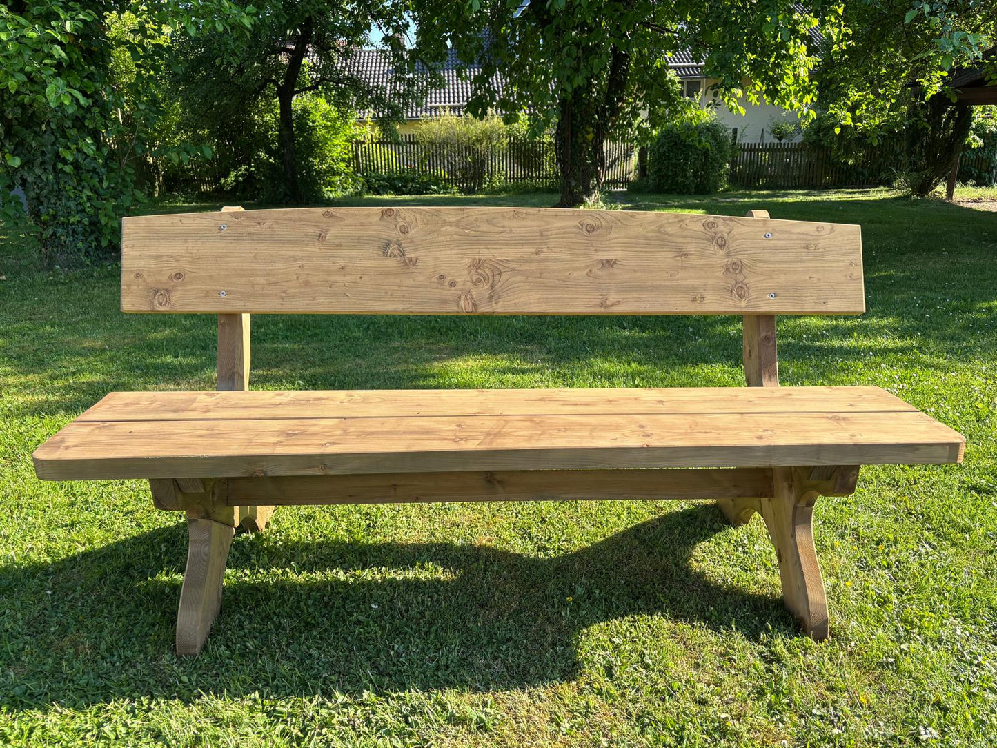 Holzbank Birktal Gartenbank mit Lehne massiv Fichte imprägniert