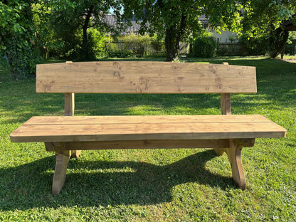 Holzbank Birktal Gartenbank mit Lehne massiv Fichte imprägniert