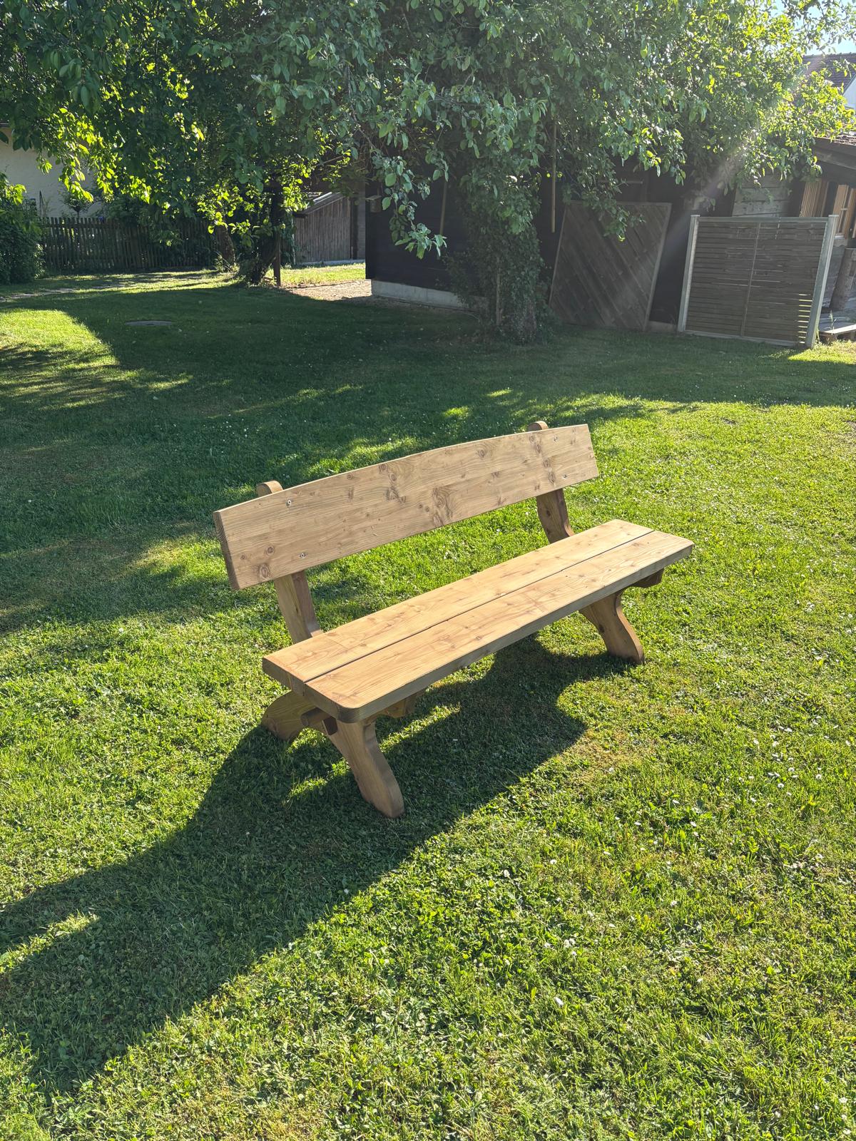 Holzbank Birktal Gartenbank mit Lehne massiv Fichte imprägniert