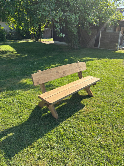 Holzbank Birktal Gartenbank mit Lehne massiv Fichte imprägniert