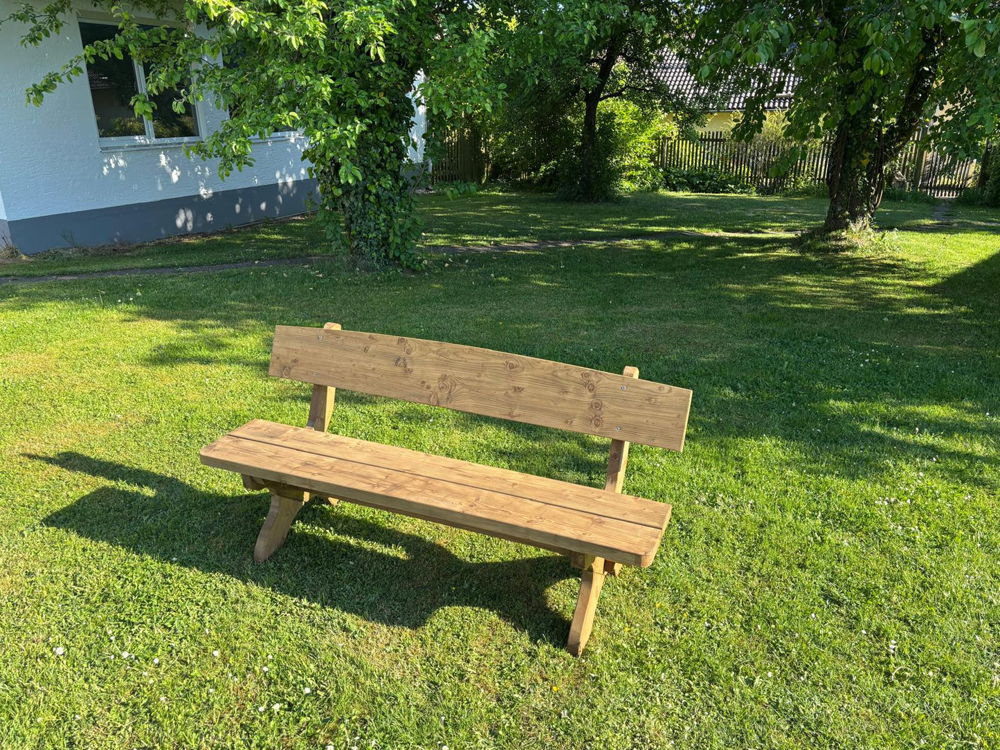 Holzbank Birktal Gartenbank mit Lehne massiv Fichte imprägniert