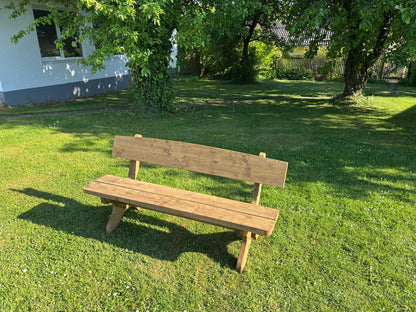 Holzbank Birktal Gartenbank mit Lehne massiv Fichte imprägniert