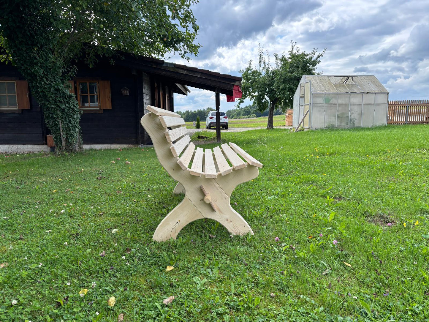 Hausbank Holzbank Gartenbank mit Lehne Fichte imprägniert